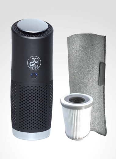 Togofilter_Komfort_Plus_Paket_Nature mit Luftreiniger, Ersatzfilter und Nature Bag Schutztasche in einem Paket schwarz silber
