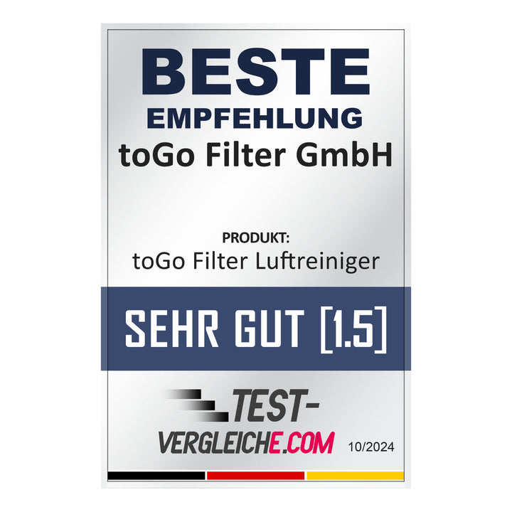 toGo Filter Autoluftreiniger wurde 2024 als bester Luftreiniger für Autos ausgezeichnet