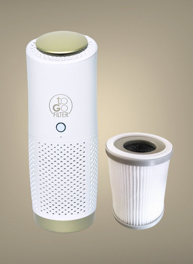 toGo Filter Komfort Paket Luftreiniger mobil tragbar mit Akku weiss gold