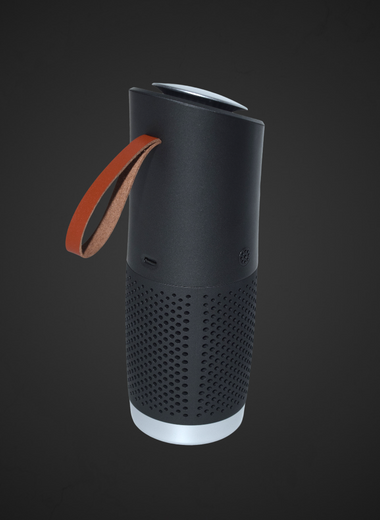 toGo Filter Luftreiniger schwarz-silber mini Single Rückansicht mit 3-in-1 HEPA-13-Filter, Vorfilter und Aktivkohlefilter, entfernt bis zu 99,95 % von Schadstoffen wie Staub, Pollen, Rauch, Viren, Bakterien, Corona, Grippe, ideal für saubere Luft bei Allergie, Allergikern, Asthma, Asthmatikern