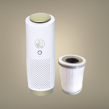 toGo Filter Komfort Paket Luftreiniger mobil tragbar mit Akku weiss gold