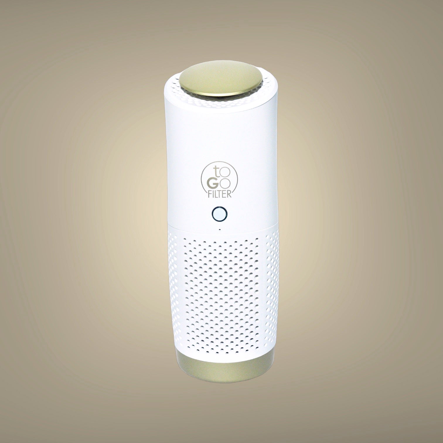toGo Filter Luftreiniger weiss-gold mit 3-in-1 HEPA-13-Filter, Vorfilter und Aktivkohlefilter, entfernt bis zu 99,95 % von Schadstoffen wie Staub, Pollen, Rauch, Viren, Bakterien, Corona, Grippe, ideal für saubere Luft bei Allergie, Allergikern, Asthma, Asthmatikern