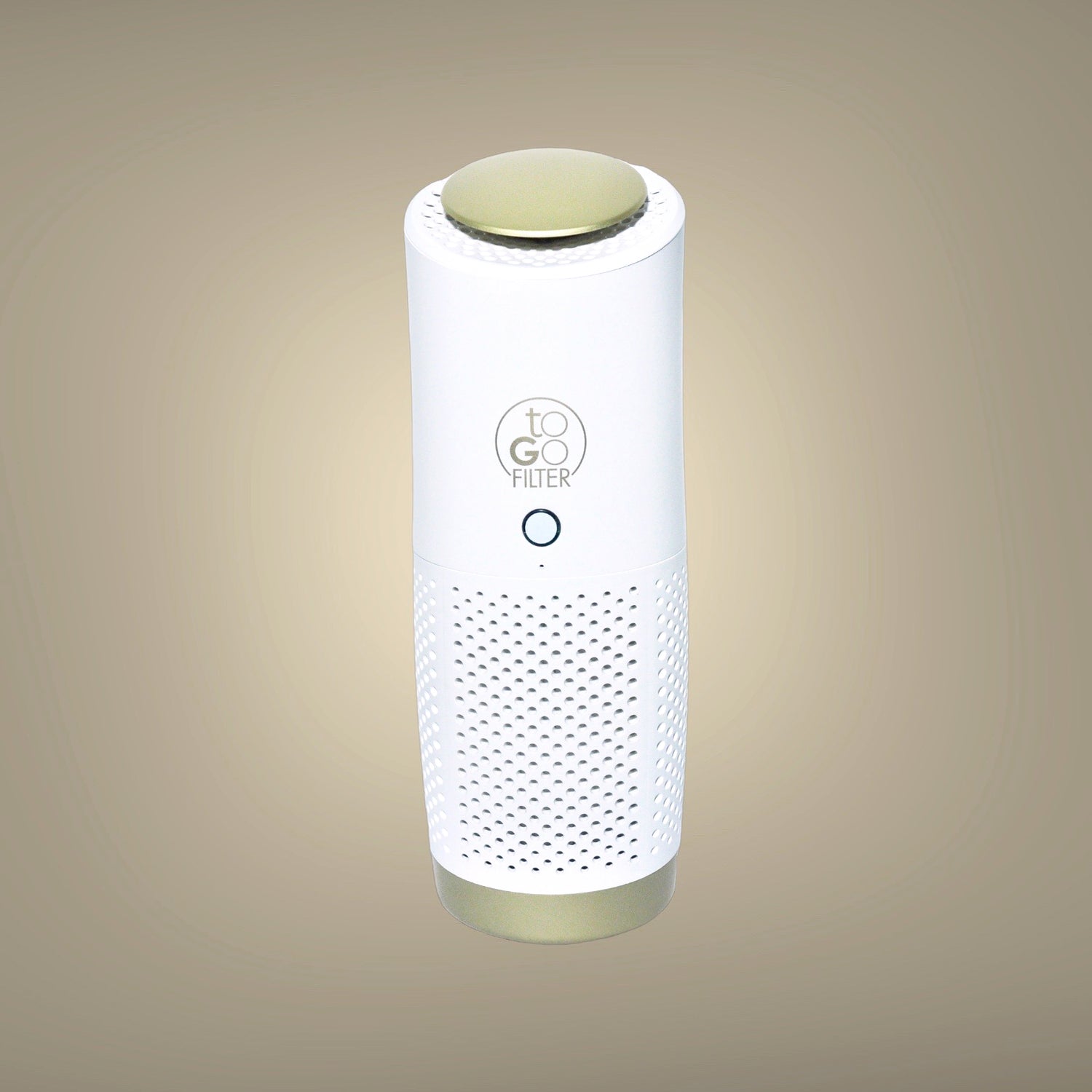 toGo Filter Luftreiniger weiss-gold mit 3-in-1 HEPA-13-Filter, Vorfilter und Aktivkohlefilter, entfernt bis zu 99,95 % von Schadstoffen wie Staub, Pollen, Rauch, Viren, Bakterien, Corona, Grippe, ideal für saubere Luft bei Allergie, Allergikern, Asthma, Asthmatikern