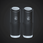 toGo Filter Luftreiniger Double Paket schwarz-silber mini klein tragbar mit 3-in-1 HEPA-13-Filter, Vorfilter und Aktivkohlefilter, entfernt bis zu 99,95 % von Schadstoffen wie Staub, Pollen, Rauch, Viren, Bakterien, Corona, Grippe, ideal für saubere Luft bei Allergie, Allergikern, Asthma, Asthmatikern